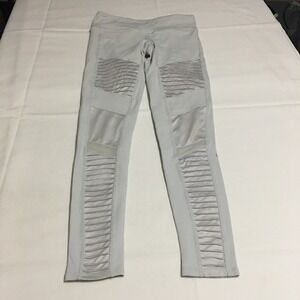 Alo Yoga Moto Leggings Womens Small Off White Mesh Panel High Waist